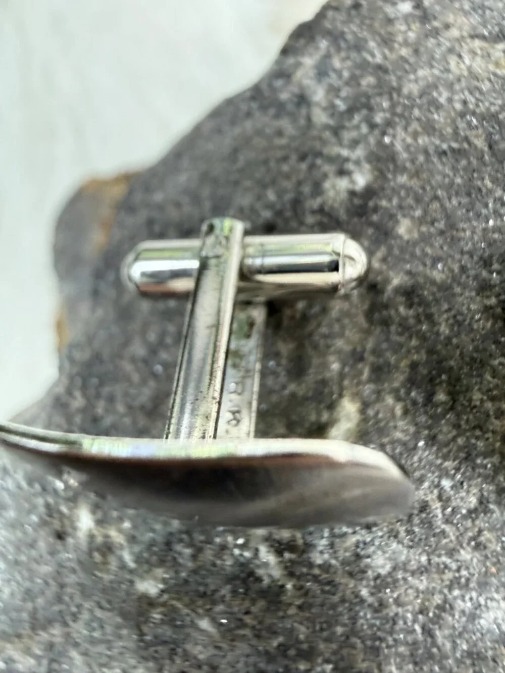 P.R.K. 925 Sterling Silver Vintage Engraved Cufflinks  Square Diamond Cut Design